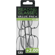 Sav Reading Glasses, +2.00, Value Pack