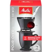 Melitta Single Cup Pour-Over Brewer Single Cup with Ceramic Mug Red Coffee Maker