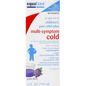 Equaline Pain Relief Plus Multi-Symptom Cold, Children's, Oral Suspension, Grape Flavor
