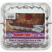 Handi-Foil Cake Pans & Lids, Square, 3 Pack
