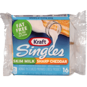 Kraft Cheese Product, Non Fat Pasteurized Prepared, Slices, Sharp Cheddar, Fat Free