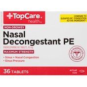 TopCare Nasal Decongestant PE, Maximum Strength, Tablets