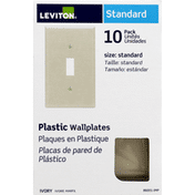 Leviton Wallplates, Plastic, Ivory, Standard, 10 Pack