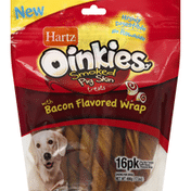 Hartz Pig Skin Treats, with Bacon Flavored Wrap, Smoked