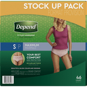 Depend FIT-FLEX Incontinence Underwear for Women, Maximum Absorbency, S 46 Count
