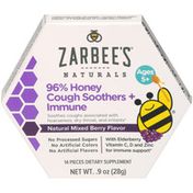 Zarbee's Naturals 96% Honey Cough Soothers + Elderberry for Immune Support, Mixed Berry