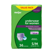 Meijer Incontinence Underwear for Women, Maximum Absorbency, Small/Medium