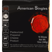 Natural & Kosher Cheese Product, Pasteurized, Prepared, Singles, Yellow American