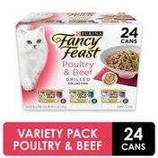 Purely Fancy Feast Gravy Wet Cat Food Variety Pack, Poultry & Beef Grilled Collection