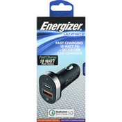 Energizer Car Charger, 18 Watt PD + QC 3.0 USB, Fast Charging