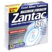 Zantac Acid Reducer, Maximum Strength, 150 mg, Cool Mint Tablets