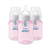 Philips Avent Avent Anti-colic Bottle With AirFree Vent, 9oz, 3pk, Pink, SCF404/35