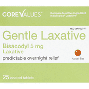 Core Values Laxative, Gentle, 5 mg, Coated Tablets