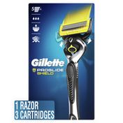 Gillette Proshield Men'S Razor Handle + 3 Blade Refills