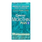 Kimono Micro Thin Plus Aqua Lube Latex Condoms - 12 CT