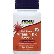 Now Vitamin D-3, 5000 IU, High Potency, Softgel, Larger Size