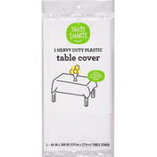 That's Smart! Table Cover, Heavy Duty Plastic, White