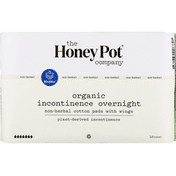 The Honey Pot Pads, Incontinence Overnight, with Wings, Organic, Non-Herbal Cotton