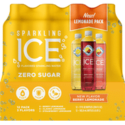 Sparkling Ice Sparkling Water, Zero Sugar, Lemonade Pack, 12 Pack