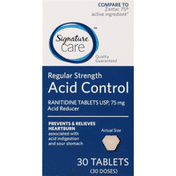 Signature Care Acid Control, Regular Strength, 75 mg, Tablets