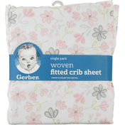 Gerber Fitted Crib Sheet, Woven, Single Pack