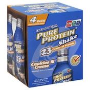 Pure Protein Protein Shake, Cookies/Creme, 4 Pack, Bottle