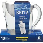 Brita Large Cup Water Filter Pitcher with Standard Filter, BPA Free, Pacifica, White