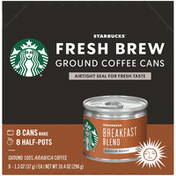 Starbucks Breakfast Blend Medium Roast Fresh Brew Ground Coffee Cans