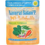Natural Balance Dick Van Patten's Platefulls Indoor Formula Duck, Chicken & Pumpkin in Gravy Cat Food