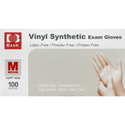 Basic Exam Gloves, Vinyl Synthetic, Medium