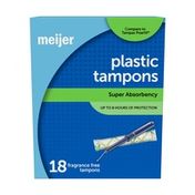 Meijer Plastic Applicator Tampons, Super, Unscented