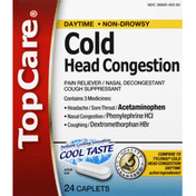 TopCare Cold Head Congestion, Daytime, Non-Drowsy, Cool Taste Caplets