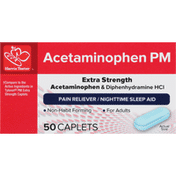 Harris Teeter Acetaminophen & Diphenhydramine HCI, Extra Strength, Pain Reliever/Nighttime Sleep Aid, Caplets
