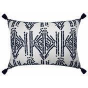 Everhome Embroidered Tassel Oblong Throw Pillow - Blue Depths