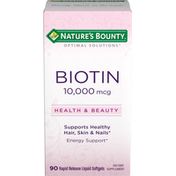 Nature's Bounty Biotin, 10,000 mcg, Rapid Release Liquid Softgels