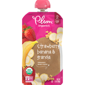 Plum Organics Baby Food, Organic, Strawberry Banana & Granola, Stage 2 - 6 Mos & Up
