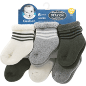 Gerber Socks, 3-6 Months, 6 Pack