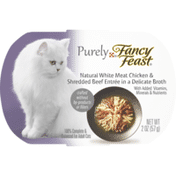 Purely Fancy Feast Natural Broth Wet Cat Food, Purely Natural White Meat Chicken & Shredded Beef Entrée