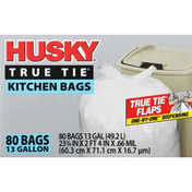 Husky Kitchen Bags, True Tie, 13 Gallon