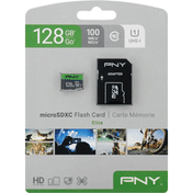 Pny Flash Card, MicroSDXC, Elite, 128 GB