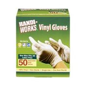 Handi Works One Size Latex Free Disposable Vinyl Gloves - 50 CT