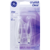 GE Decorative Bulb, Crystal Clear, Bent Tip, 15 Watts
