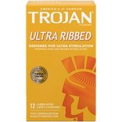 Trojan Ultra Ribbed Premium Lubricant Latex Condoms