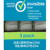 Simply Done Tape, Invisible, 3 Pack