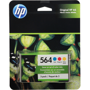 HP Ink Cartridge, Original, Cyan/Magenta/Yellow 564, 3-Pack