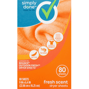 Simply Done Dryer Sheets, Fresh Scent