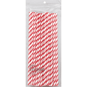 Creative Converting Straws, Paper, Red/White Stripe