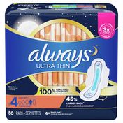 Always Ultra Thin Pads Unscented Size 4 Overnight
with Wings