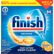 Finish Automatic Dishwasher Detergent, Orange Scent, Gelpacs, Mega Pack