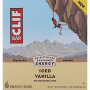 CLIF BAR Energy Bar, Iced Vanilla, 6 Pack